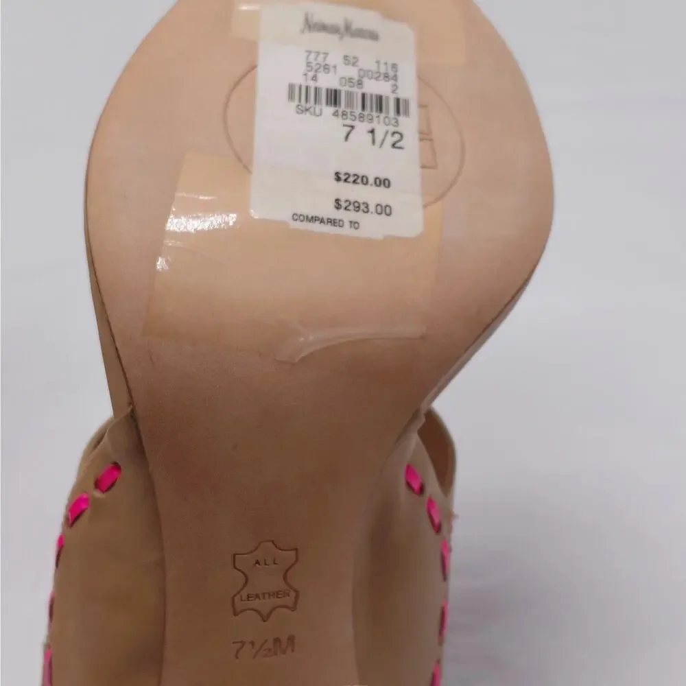 Tory Burch Womens High Heel Sandals Size 7.5 Tan Pink Leather Party Night Out